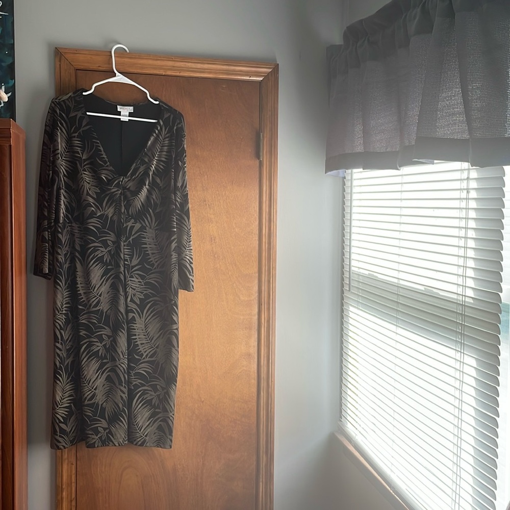Olive green print dress